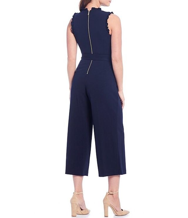 Calvin Klein V-Neck Sleeveless Tie Waist Crepe Jumpsuit | Alexandria Mall