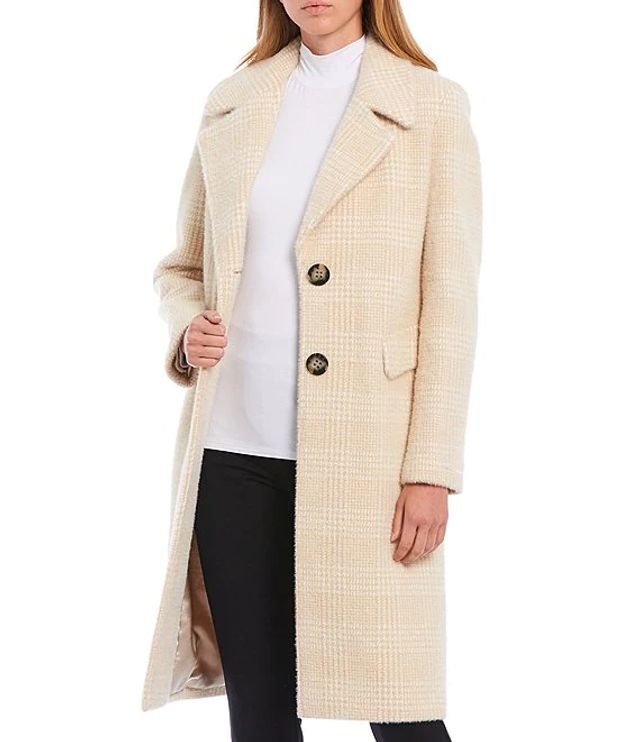 Calvin Klein Plus Single Breasted Wool Blend Plaid Walker Coat | Alexandria  Mall