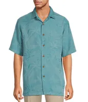 Caribbean Big & Tall Bird of Paradise Textured Jacquard Short Sleeve Woven Shirt