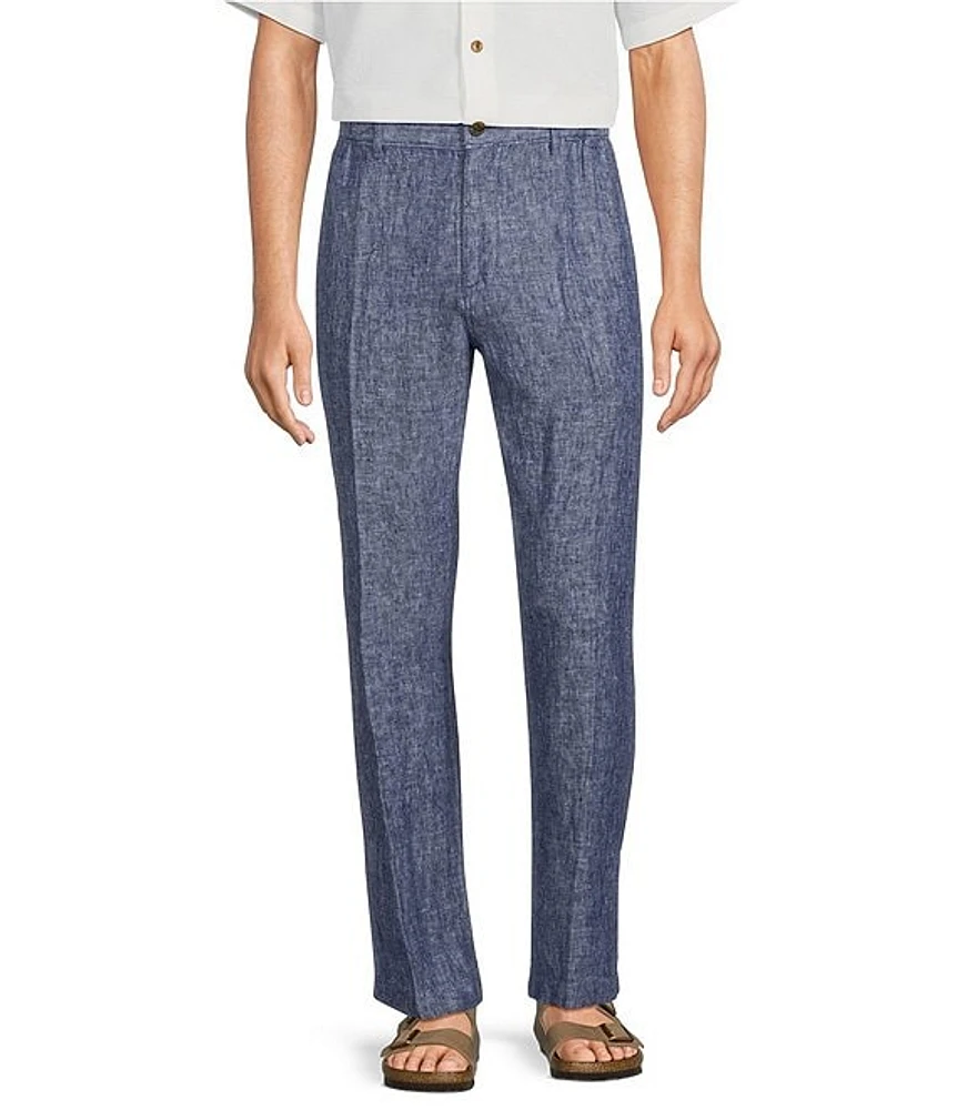 Caribbean Flat Front Linen Woven Pants