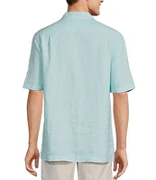 Caribbean Short Sleeve Solid Linen Woven Shirt
