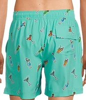 Caribbean Summer Drinks 6#double; Inseam Swim Trunks