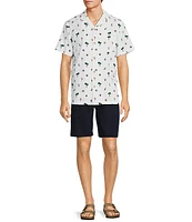 Caribbean Tropical Scatter Cabana Short Sleeve Woven Swim Shirt