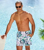 Caribbean Watercolor Ukulele 6#double; Inseam Swim Trunks