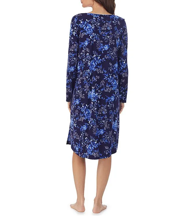 Cap Sleeve Carole Hochman Cotton Knit Nightgown - Soft Blue