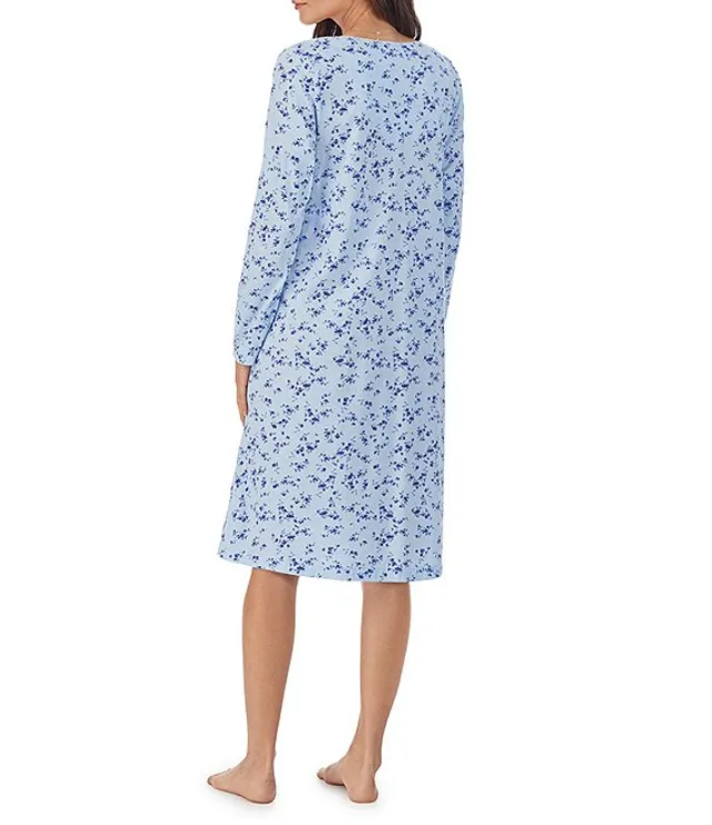 Cap Sleeve Carole Hochman Cotton Knit Nightgown - Soft Blue