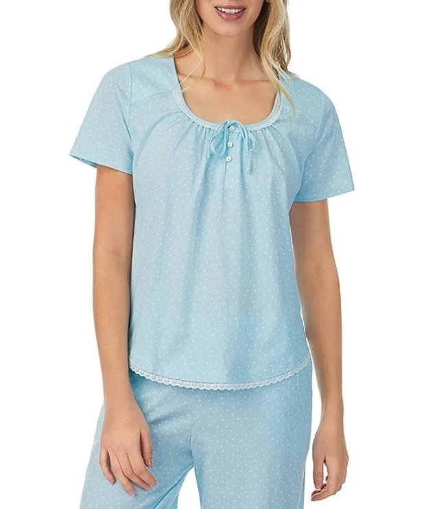 Carole Hochman Dot Print Short Sleeve Scoop Neck Knit Capri Pajama