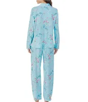 Carole Hochman Floral Knit Long Sleeve Notch Collar Long Pant Pajama Set