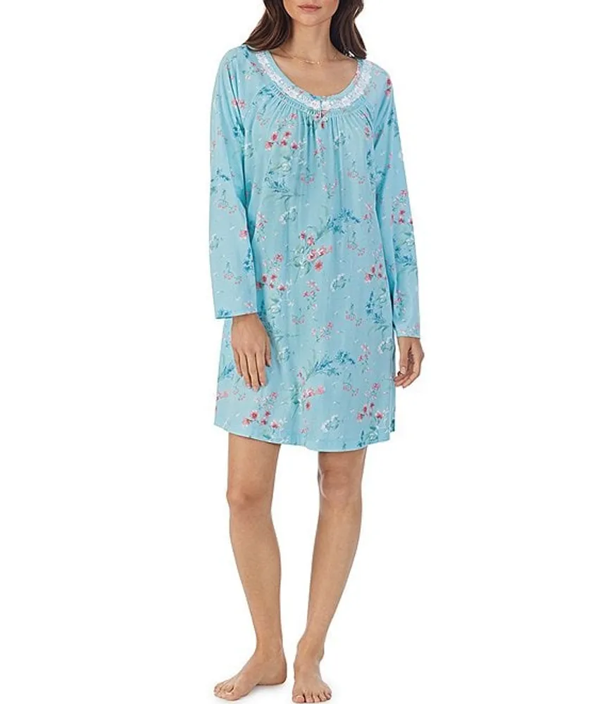 Blue Stripe Cotton Short Nightgown – Carole Hochman