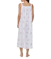 Carole Hochman Floral Print Sleeveless Lace Sweetheart Neck Cotton Jersey Knit Midi Ballet Nightgown