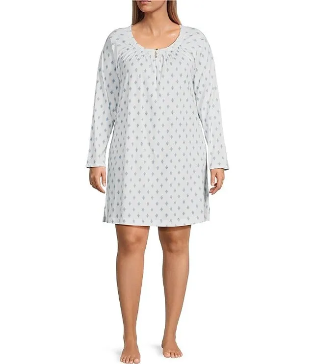 Carole Hochman Long Sleeve Floral Print Jersey Knit Long Nightgown