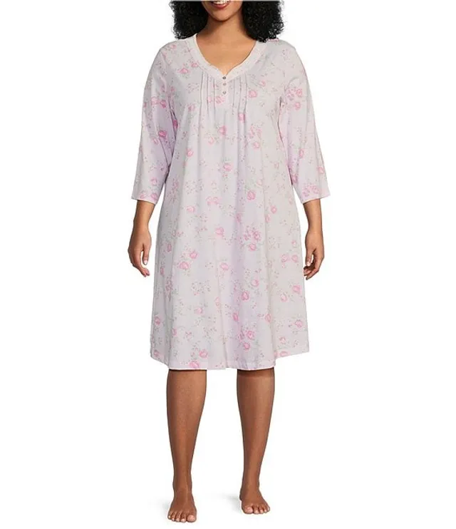 Carole Hochman Floral Cotton Jersey Long Robe