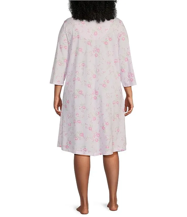 Carole Hochman Women's and Women's Plus 3/4 Sleeve Knit Waltz Nightgown 