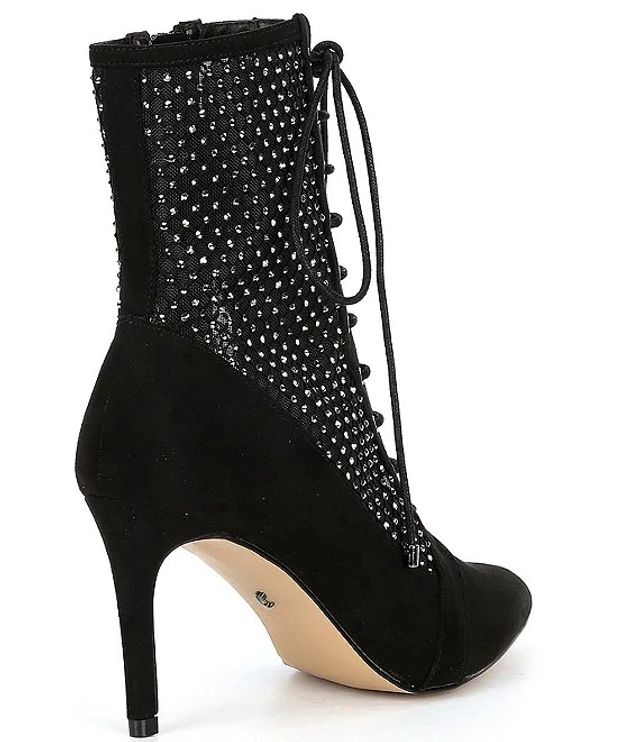 carney lace up velvet booties