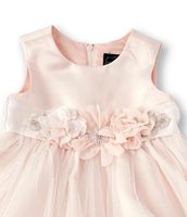 Chantilly Place Baby Girls 12-24 Months Floral-Belt Satin/Mesh Fit-And-Flare Dress