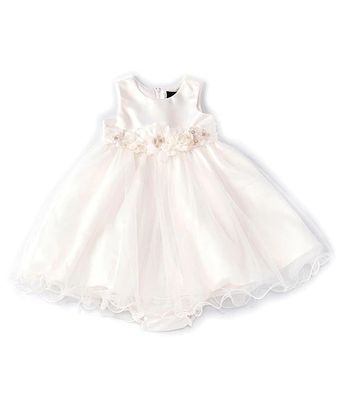 Chantilly Place Baby Girls 12-24 Months Satin/Mesh-Overlay Fit-And-Flare Dress