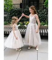 Chantilly Place Big Girls 7-16 Embroidered Mesh Glitter Gown