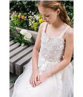 Chantilly Place Big Girls 7-16 Embroidered Mesh Glitter Gown