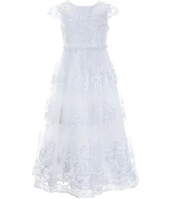 Chantilly Place Big Girls 7-16 Embroidered Lace Tea-Length Dress