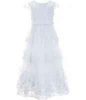 Chantilly Place Big Girls 7-16 Embroidered Lace Tea-Length Dress