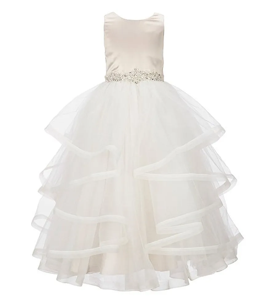 Chantilly Place Big Girls 7-16 Satin/Mesh Cascading Ball Gown