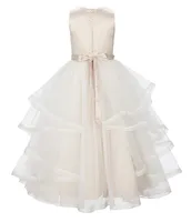 Chantilly Place Big Girls 7-16 Satin/Mesh Cascading Ball Gown