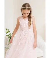 Chantilly Place Big Girls 7-16 Sleeveless Mesh Embroidered Ball Gown