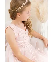 Chantilly Place Big Girls 7-16 Sleeveless Mesh Embroidered Ball Gown