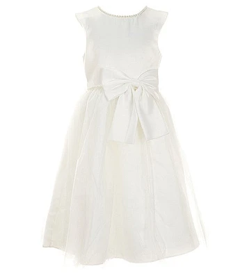 Chantilly Place Big Girls 7-16 Sleeveless Faux-Pearl-Neck Satin Fit-And-Flare Dress