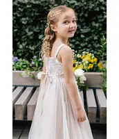 Chantilly Place Little Girls 2T-6X Embroidered Mesh Glitter Gown