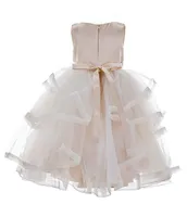 Chantilly Place Little Girls 2T-6X Satin/Mesh Cascading Ball Gown