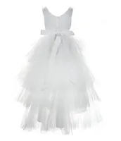 Chantilly Place Little Girls 2T-6X Satin/Tulle Embellished Waist Extreme Hi-Low Dress