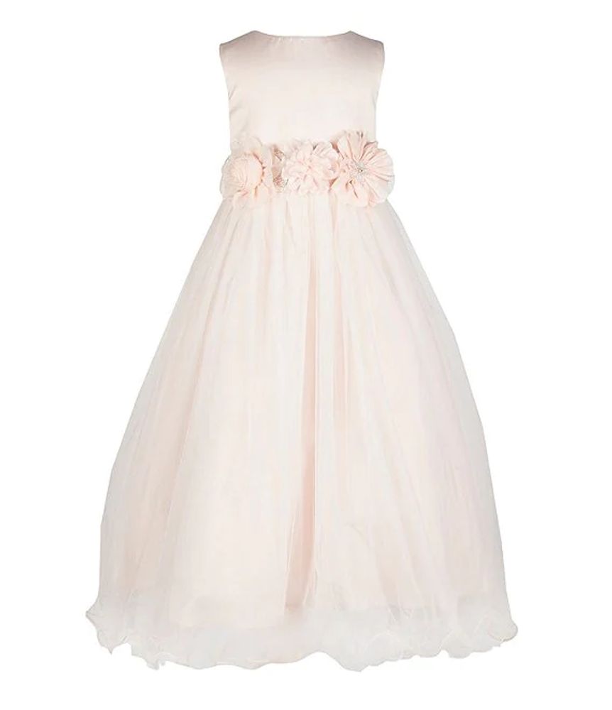 Chantilly Place Little Girls 2T-6X Sleeveless Satin/Mesh Gown Dress