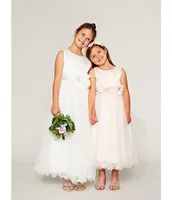 Chantilly Place Little Girls 2T-6X Sleeveless Satin/Mesh Gown Dress