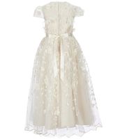 Chantilly Place Little Girls 4-6X Cap Sleeve Pearl Embellished Waist Floral Embroidered Scalloped Hem Gown