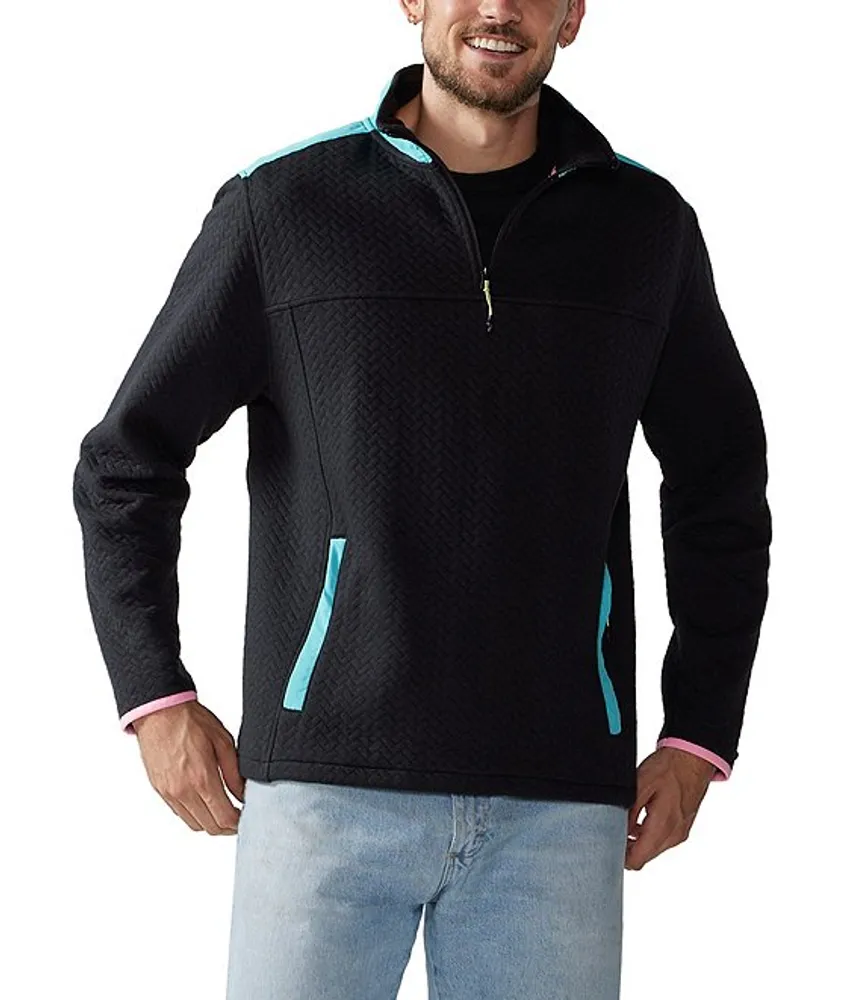 Chubbies Long Sleeve The Brightside Quilted Quarter-Zip Jersey Pullover