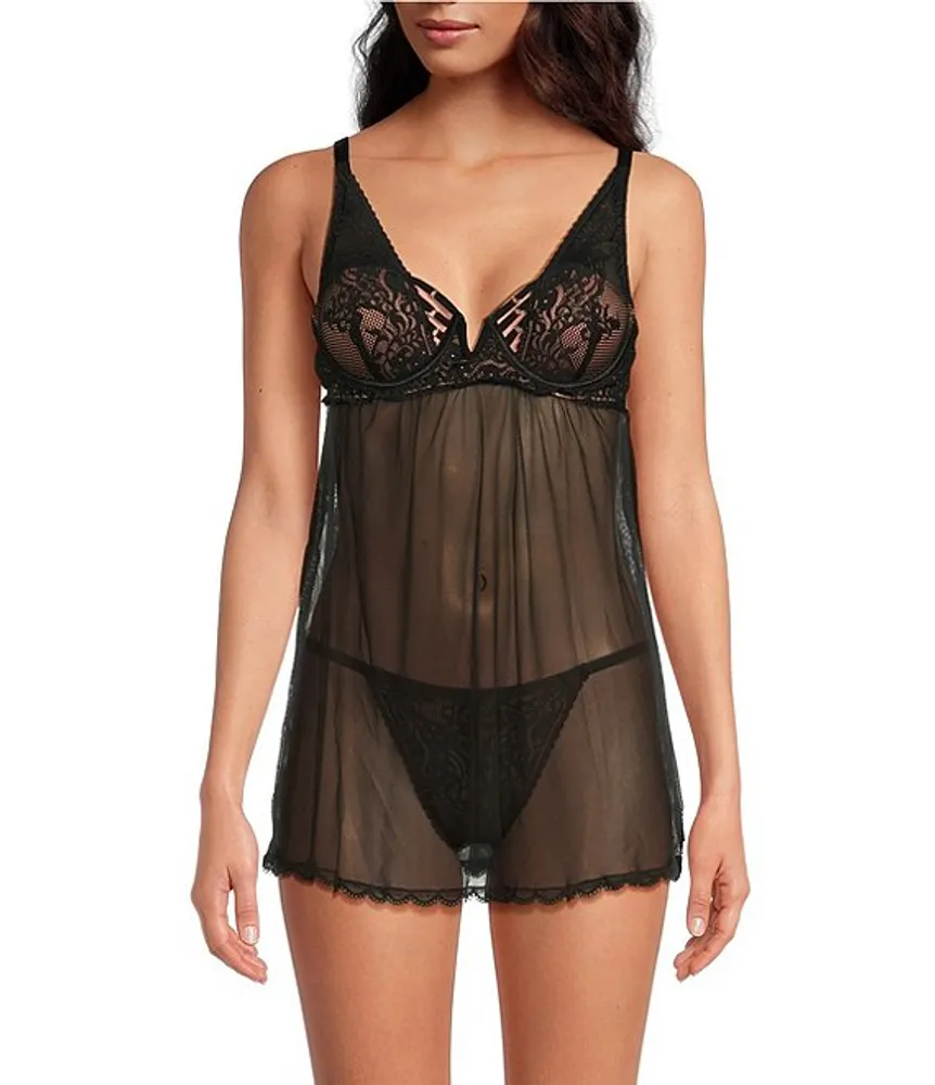 Cinema Etoile Molded Cup Mesh and Lace Babydoll