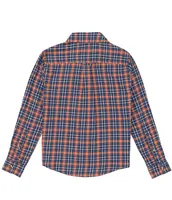 Class Club Big Boys 8-20 Long Sleeve Blue & Orange Plaid Woven Sport Shirt