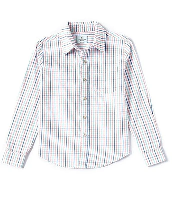 Class Club Big Boys 8-20 Long Sleeve Grid Pattern Sport Shirt