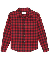 Class Club Big Boys 8-20 Long Sleeve Red & Black Checked Button-Up Shirt