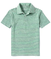Class Club Big Boys 8-20 Short Sleeve Heather Feeder Stripe Synthetic Polo Shirt