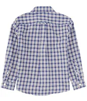 Class Club Little Boys 2T-7 Long Sleeve Blue Plaid Woven Sport Button Up Shirt