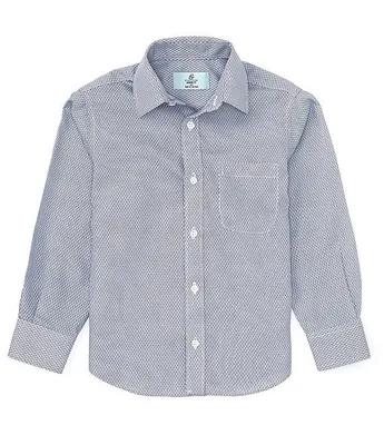 Class Club Little Boys 2T-7 Long Sleeve Blue Print Dress Shirt