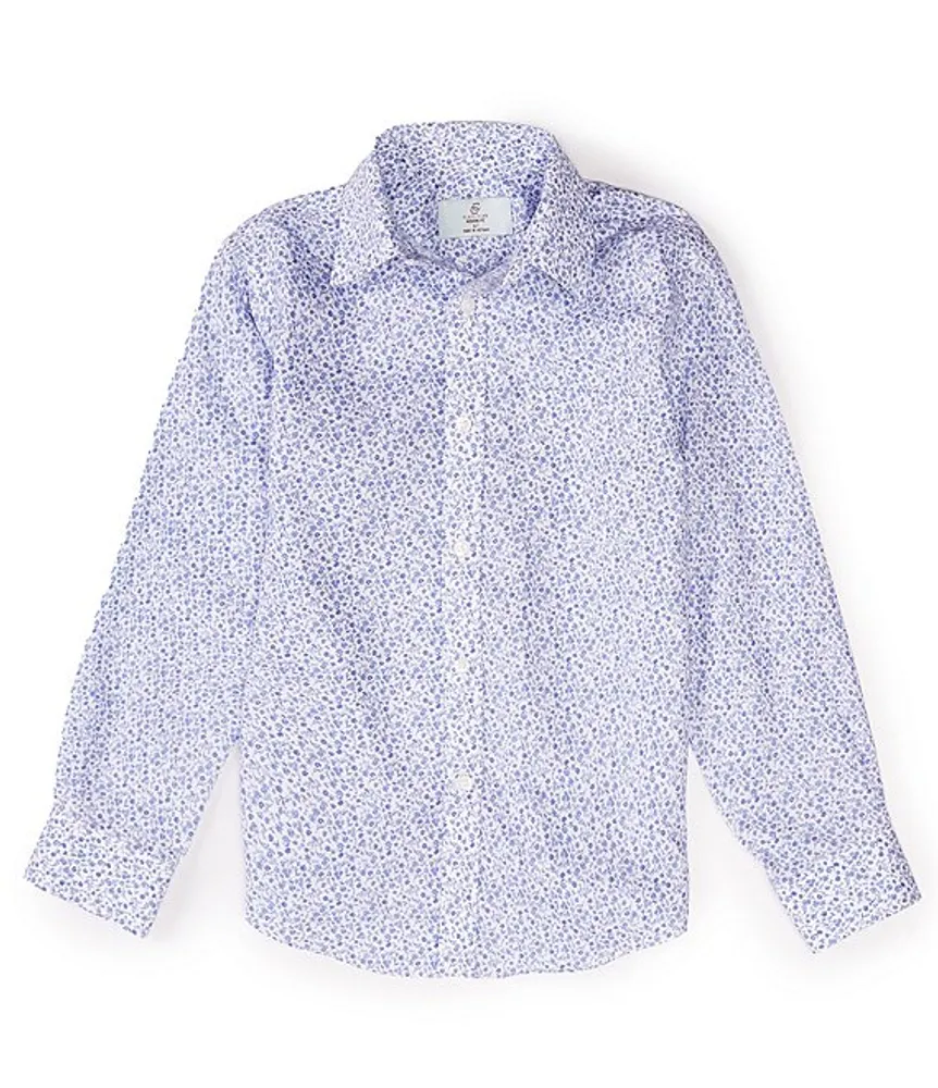 Class Club Little Boys 2T-7 Long Sleeve Point Collar Floral Button Down Shirt
