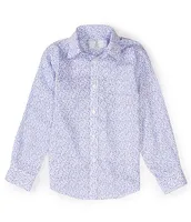 Class Club Little Boys 2T-7 Long Sleeve Point Collar Floral Button Down Shirt