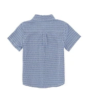 Class Club Little Boys 2T-7 Short Sleeve Geo Print Woven Shirt