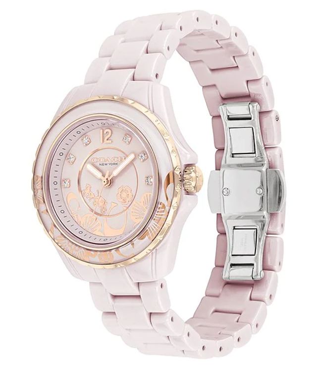 Coach Preston Tea Rose Motif Quartz Analog White Ceramic Watch | Alexandria  Mall