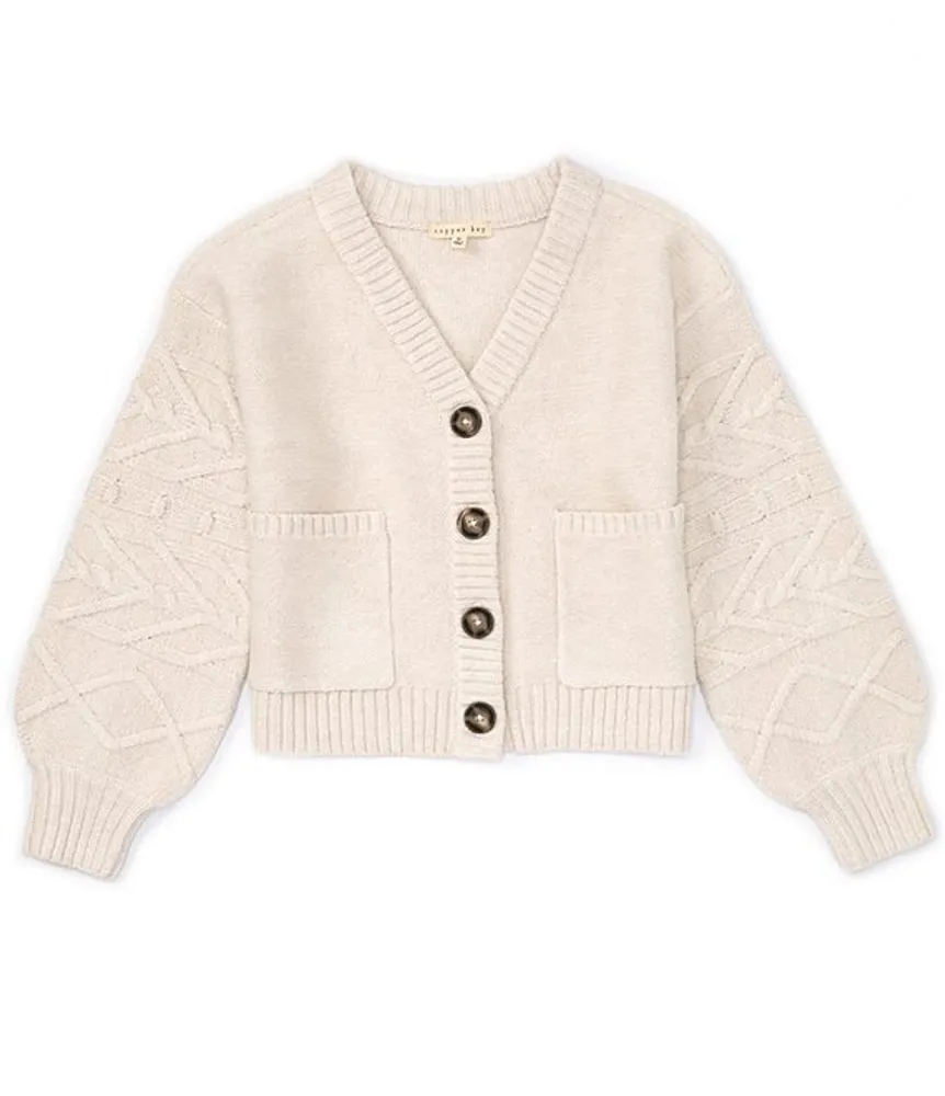 Copper Key Big Girls 7-16 Chunky Knit Design Dual Pocket Cardigan