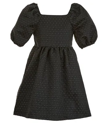 Copper Key Big Girls 7-16 Puff-Sleeve Jacquard Dress