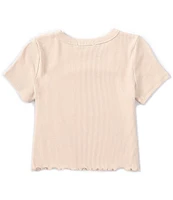 Copper Key Big Girls 7-16 Short Sleeve Ribbed Lettuce Hem T-Shirt